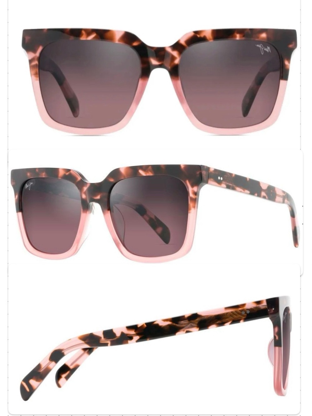 Maui Jim Rooftop Tortoise Pink Square Sunglasses -Rose polerized